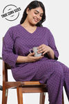 Zivame True Curv Petal Dreams Knit Cotton Pyjama Set - Medivel Blue — thumbnail 1